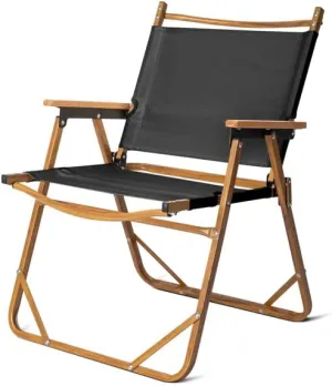 Large Folding Chair, Portable Patio Chair, Lightweight Camping Chair with Aluminum Frame & 600D Oxford Fabric, Outdoor Lawn Chair Beach Chair, for Hiking,Fishing,Garden,Backyard,Black