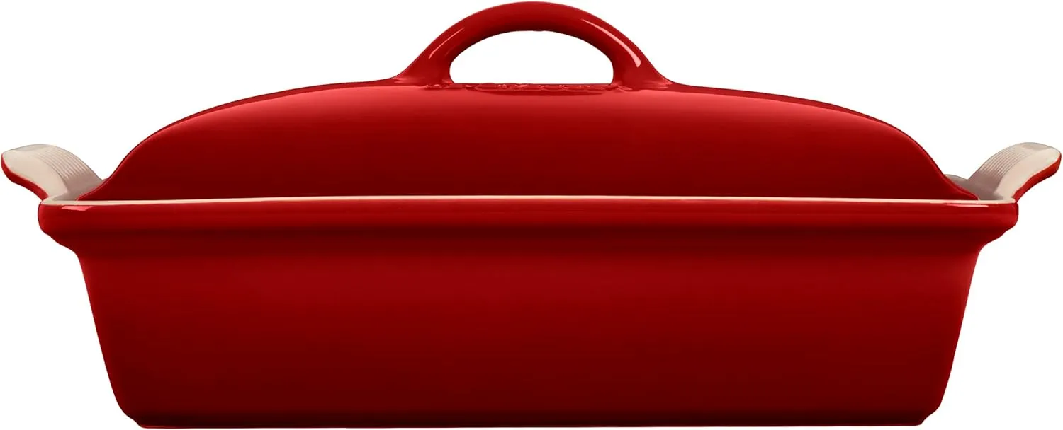 Le Creuset Stoneware Heritage Covered Rectangular Casserole, 4 qt. (12" x 9"), Cerise