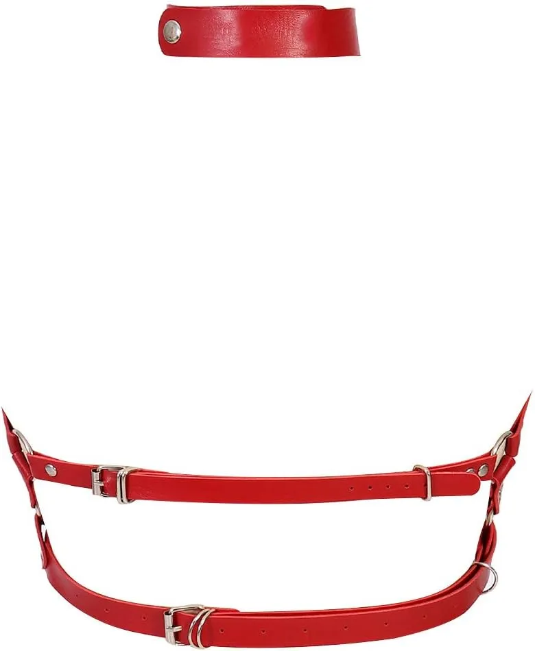 Leather Body Harness Bra for Women Punk Goth Tops Cage Strap Adjust Plus Size Festival Rave Costume