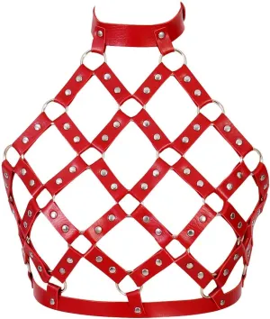 Leather Body Harness Bra for Women Punk Goth Tops Cage Strap Adjust Plus Size Festival Rave Costume