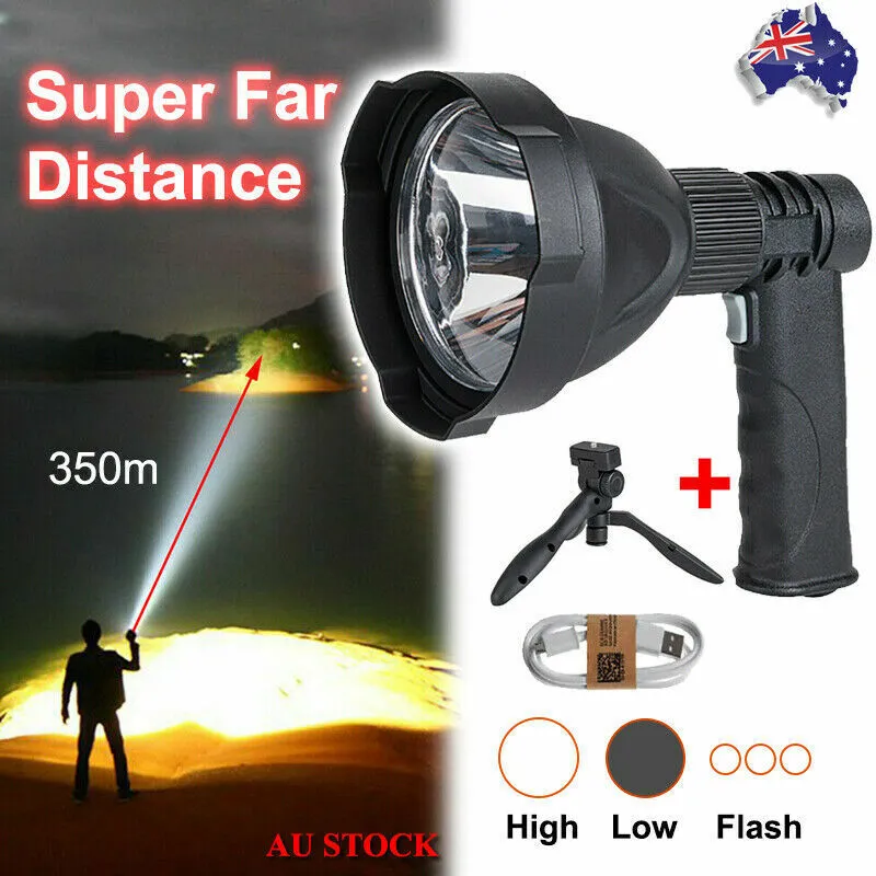 LED Handheld Spotlight Rechargeable Hunting Camping Flashlight Spot Light Torch