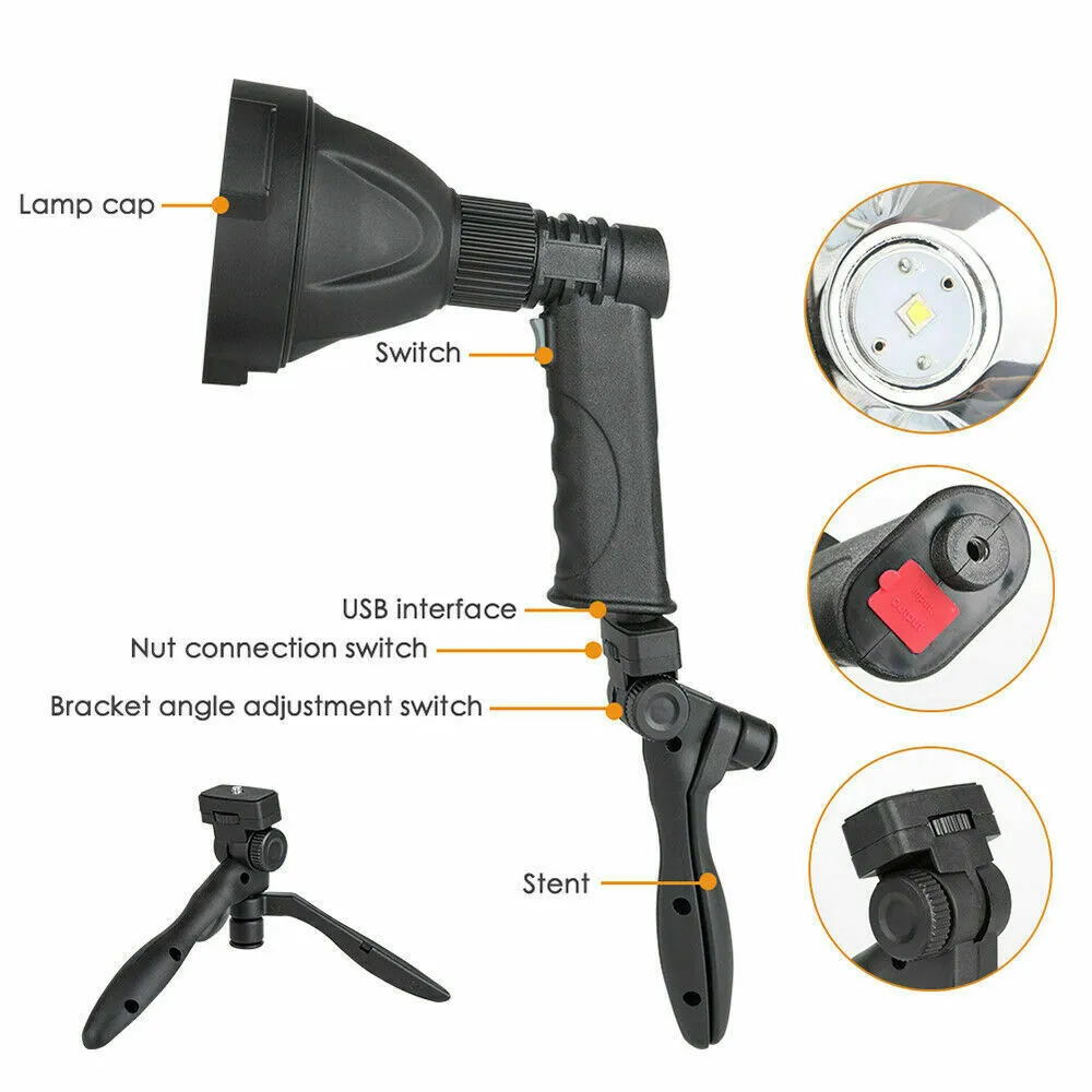LED Handheld Spotlight Rechargeable Hunting Camping Flashlight Spot Light Torch