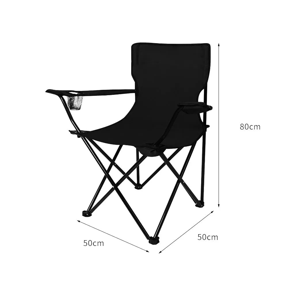 Levede 2Pcs Camping Chairs Folding Arm Black-NT_Metro