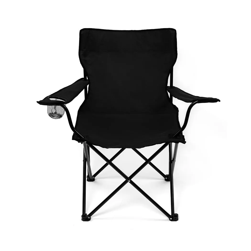 Levede 2Pcs Camping Chairs Folding Arm Black-NT_Metro