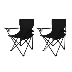Levede 2Pcs Camping Chairs Folding Arm Black-QLD_Metro