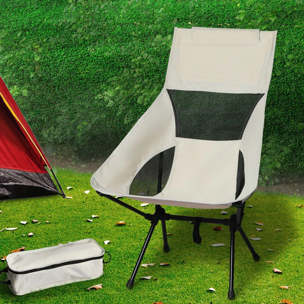 Levede Camping Chair Folding Outdoor Large Beige-SA_Metro