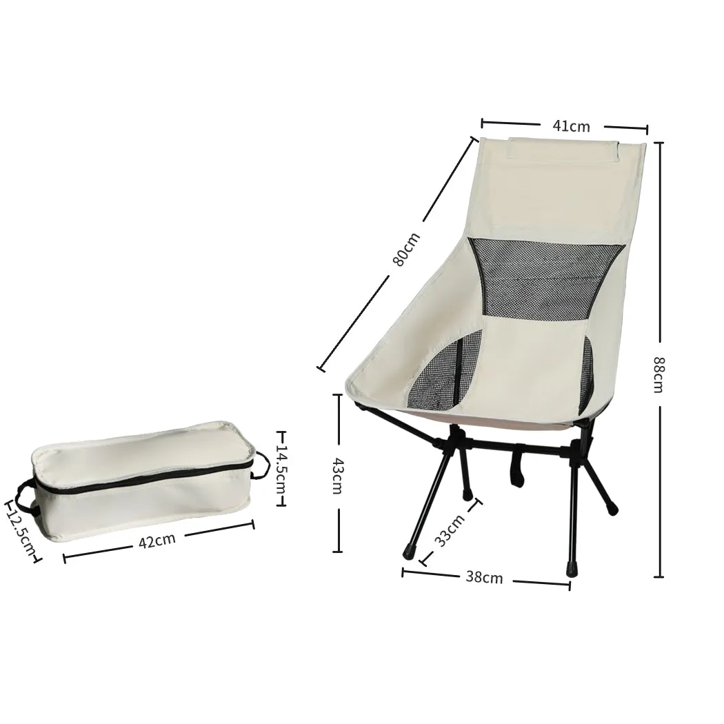 Levede Camping Chair Folding Outdoor Large Beige-SA_Metro