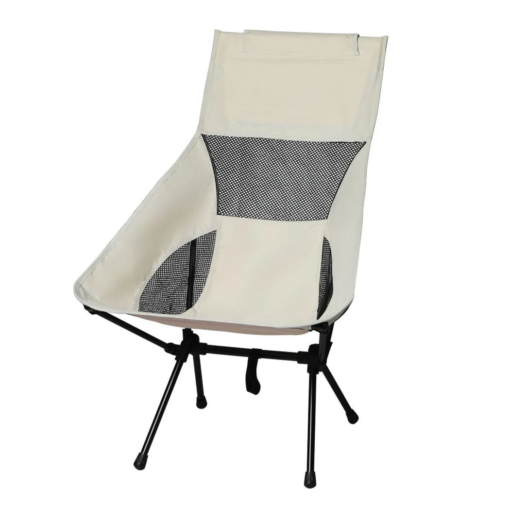 Levede Camping Chair Folding Outdoor Large Beige-SA_Rural
