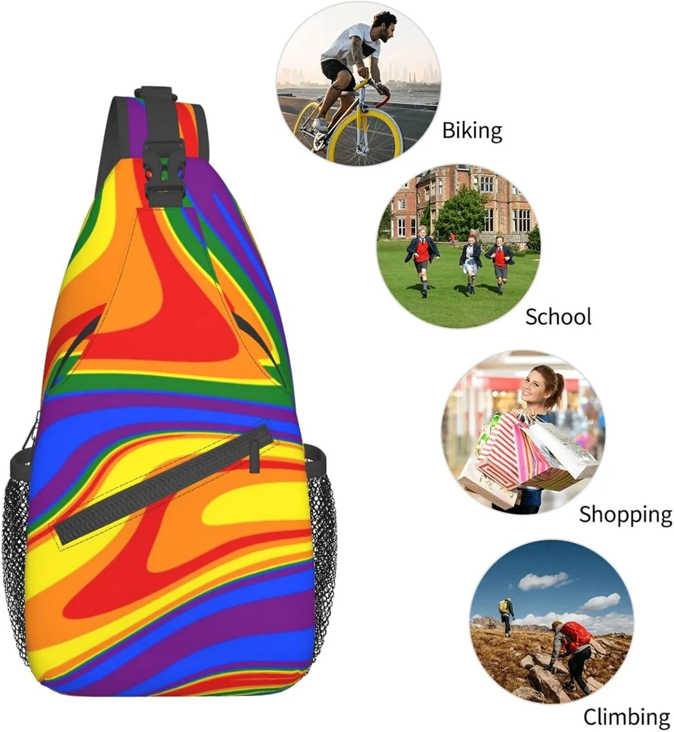 LGBT Pride Flag Sling Backpack,Casual Crossbody Shoulder Backpack Adjustable Sling Bag Chest Daypack for Men Women