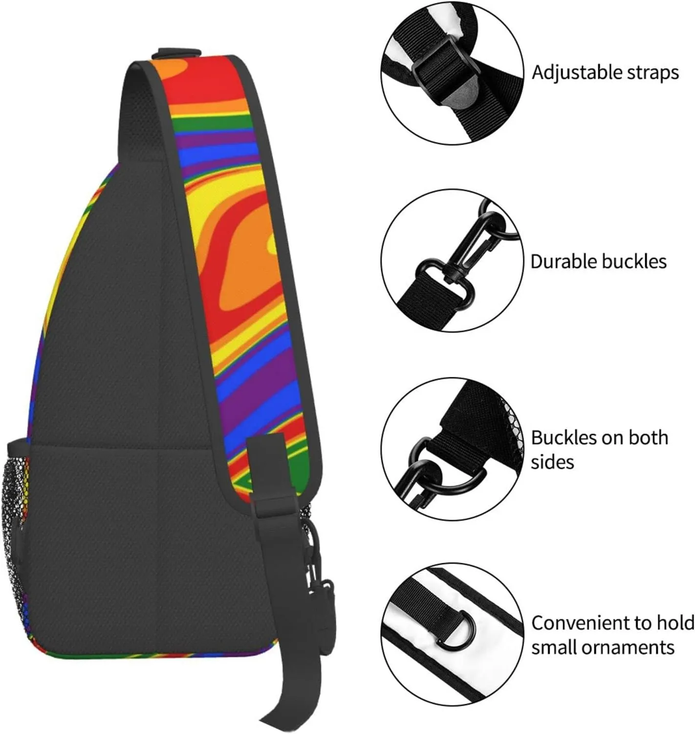 LGBT Pride Flag Sling Backpack,Casual Crossbody Shoulder Backpack Adjustable Sling Bag Chest Daypack for Men Women