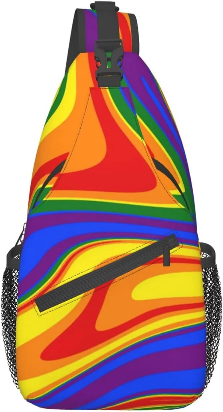 LGBT Pride Flag Sling Backpack,Casual Crossbody Shoulder Backpack Adjustable Sling Bag Chest Daypack for Men Women
