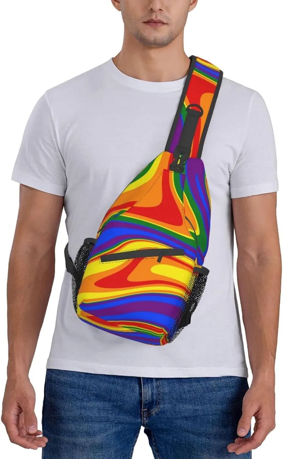 LGBT Pride Flag Sling Backpack,Casual Crossbody Shoulder Backpack Adjustable Sling Bag Chest Daypack for Men Women