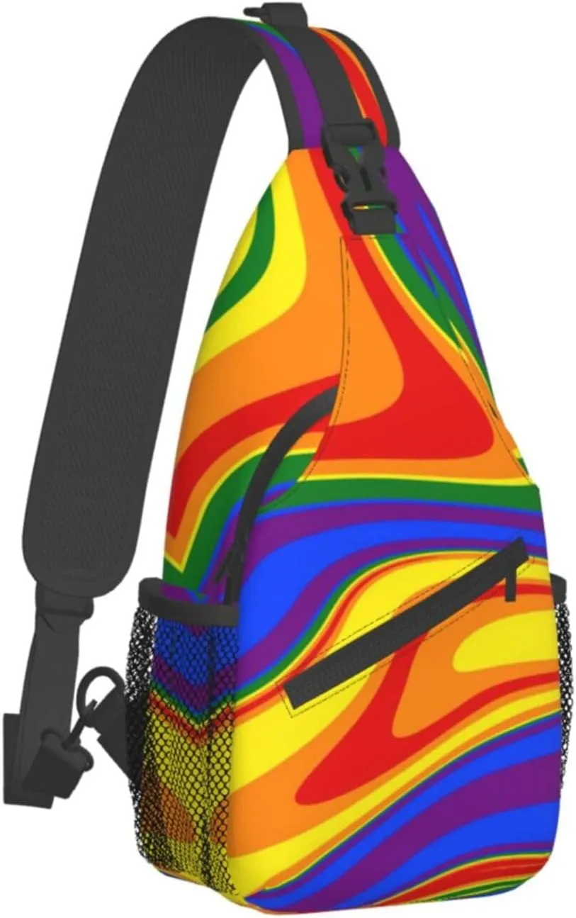 LGBT Pride Flag Sling Backpack,Casual Crossbody Shoulder Backpack Adjustable Sling Bag Chest Daypack for Men Women