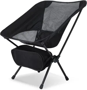 Lightweight Chair Folding Camping Chairs, Backpacking Chair Ultralight Hiking Chairs, Compact Camping Chairs, 176 lbs Weight Capacity, Breathable Mesh Fabric, Black