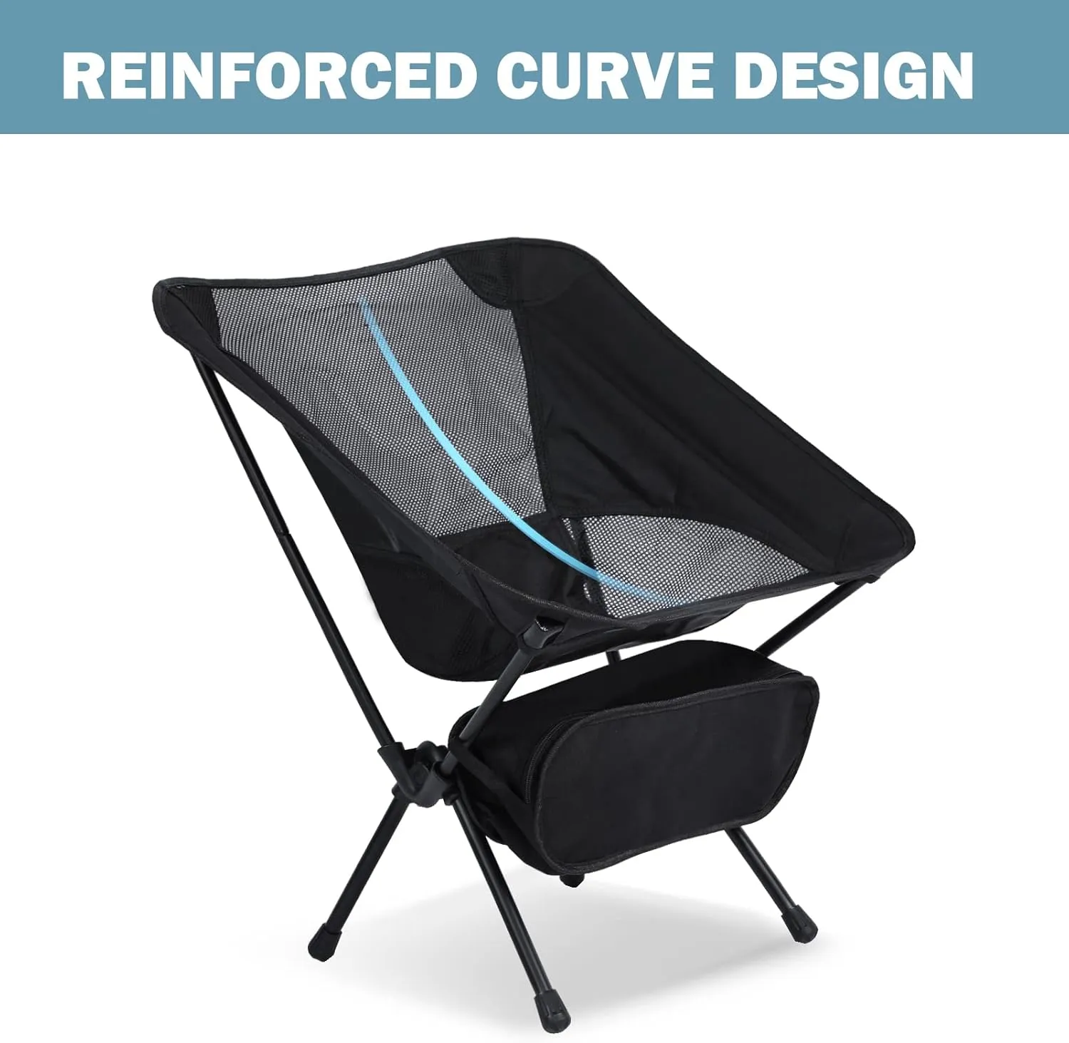 Lightweight Chair Folding Camping Chairs, Backpacking Chair Ultralight Hiking Chairs, Compact Camping Chairs, 176 lbs Weight Capacity, Breathable Mesh Fabric, Black