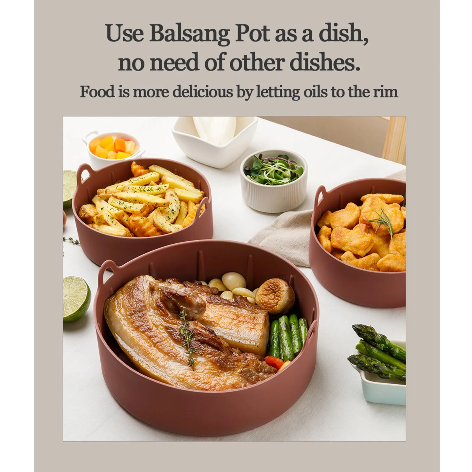 Limited stock Pot Reusable Silicone Top-choice Brown Airfryer Nontoxic Small Nonstick