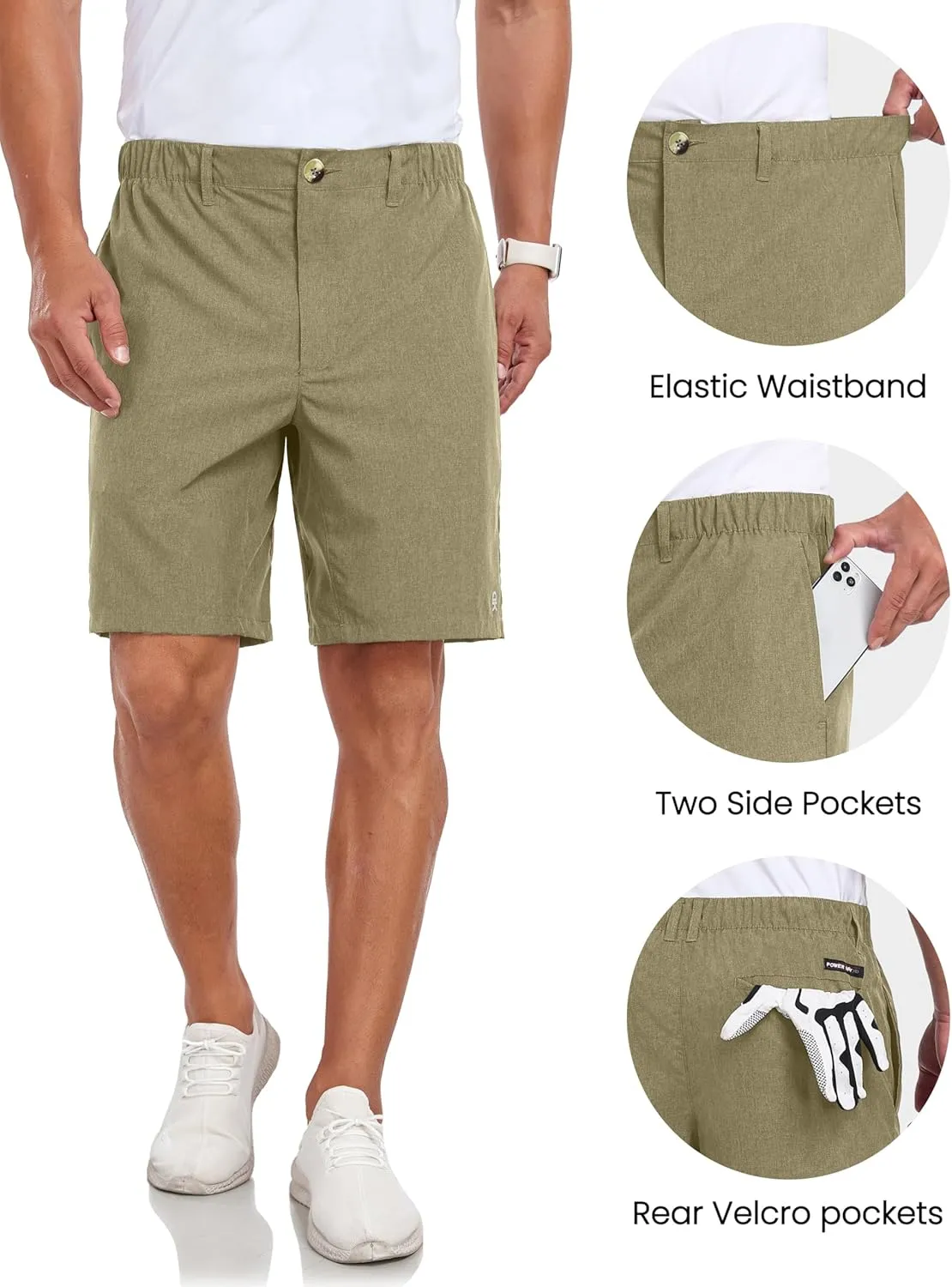 Little Donkey Andy Men's Bermuda 9 Inch Lightweight Quick Dry Stretch Shorts Golf Hiking Travel