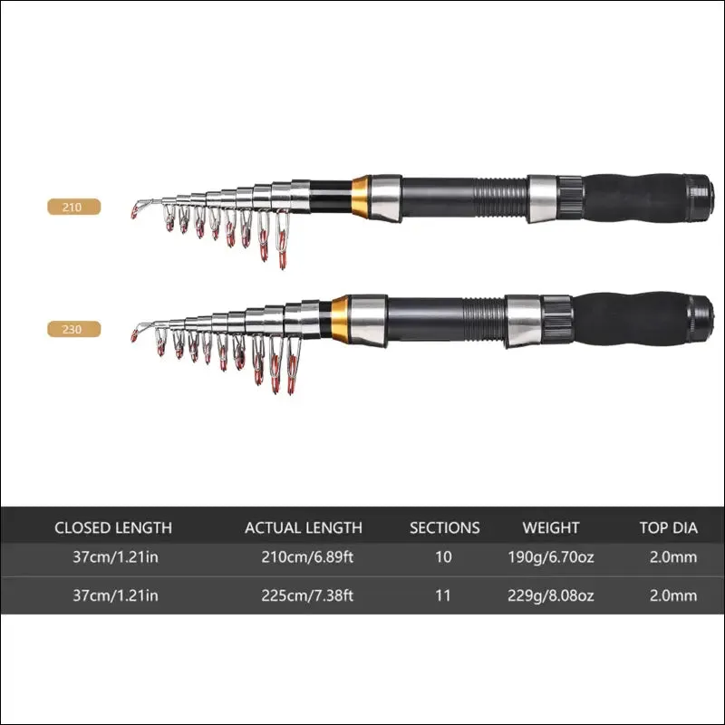 Lixada 2.1m 2.3 m telescopic fishing rod reel combo full kit carbon fiber rod pole spinning reel