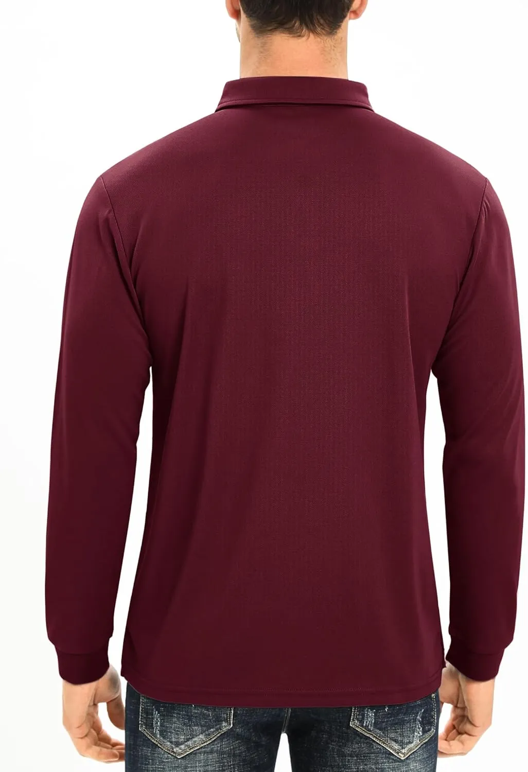 MAGCOMSEN Men's Polo Shirt Long Sleeve Golf Shirts Quick Dry Lightweight 3-Button Performance Work Fishing Athletic