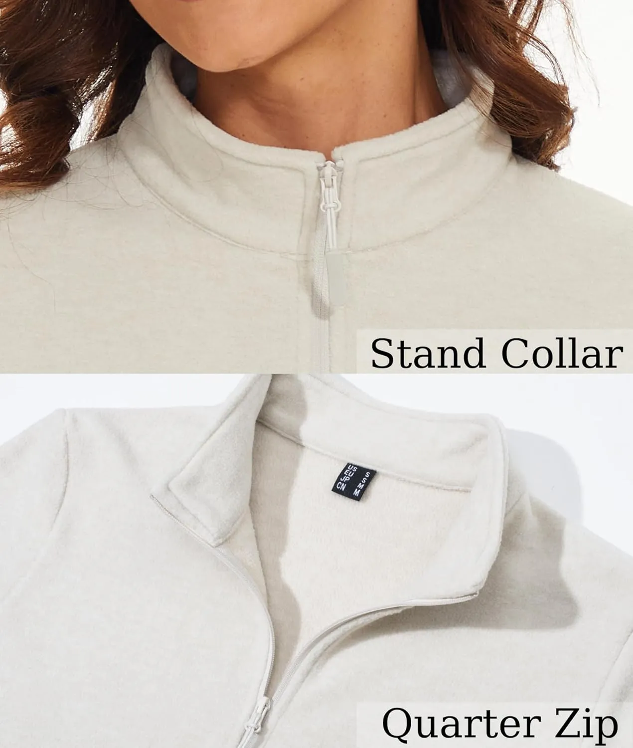 MAGCOMSEN Womens Quarter Zip Pullover Polar Fleece Jacket Soft Lightweight Sweatshirts Long Sleeve Warm Tops