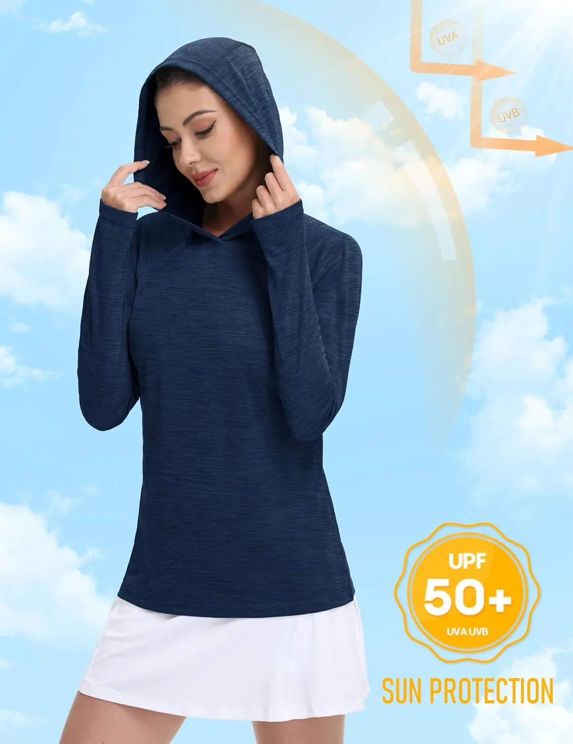 MAGCOMSEN Women's Sun Protection Hoodie Shirts UPF 50  Long Sleeve Top Quick Dry Lightweight for Hiking Athletic