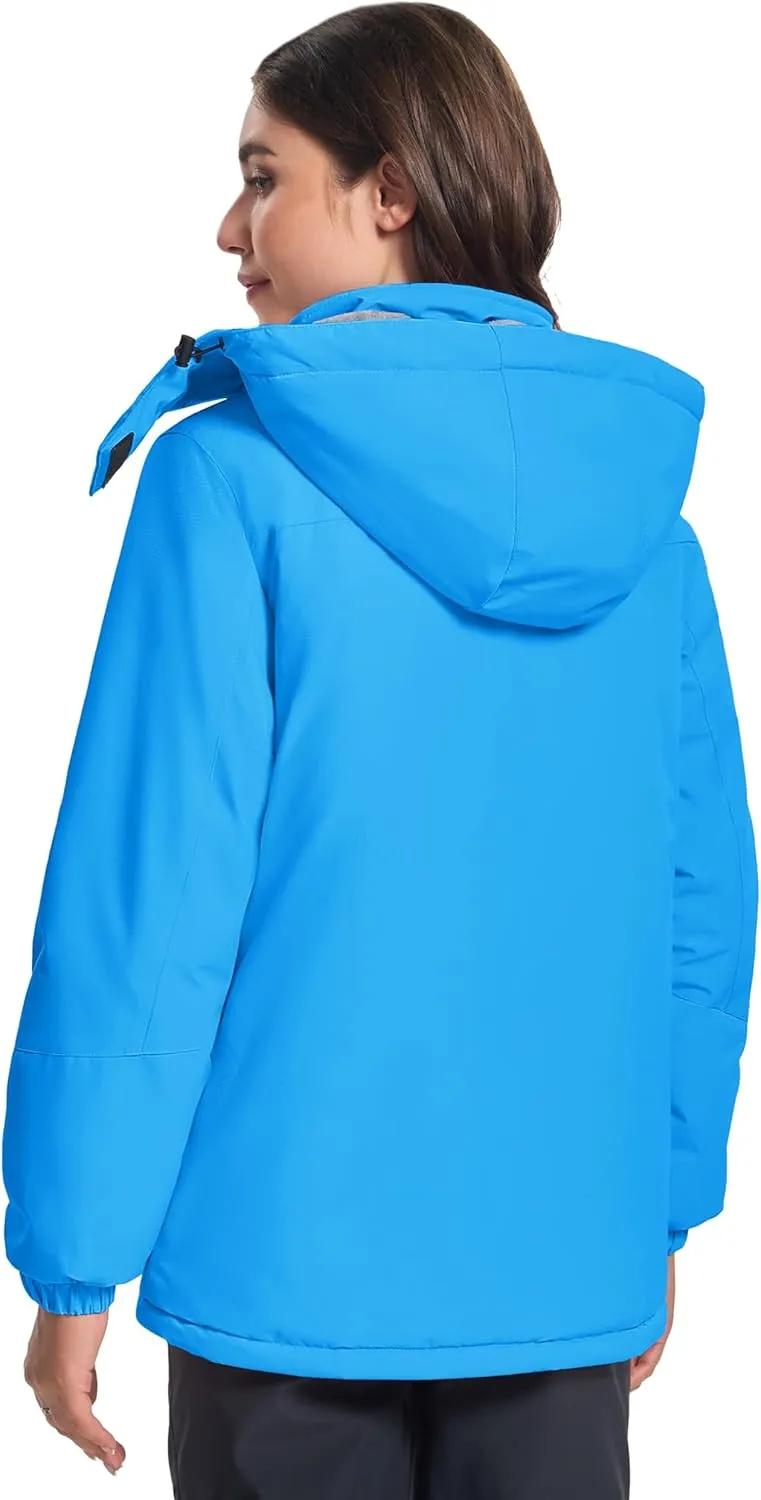 MAGCOMSEN Women's Winter Coats Waterproof Insulated Snow Ski Jacket Hood Fleece Lined Warm Mountain Snowboarding Windbreaker
