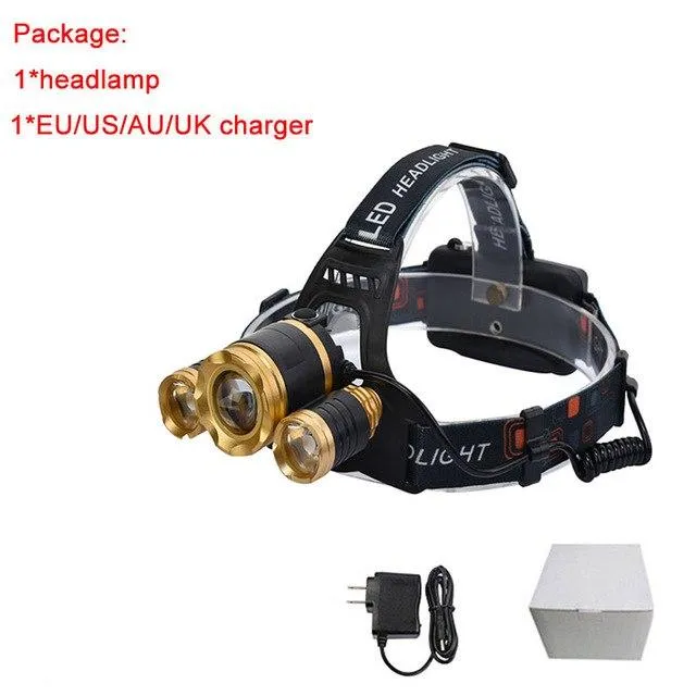 Maimu 13000LM LED T6 Headlamp Head Lamp lighting Light Flashlight Torch Lantern Fishing 18650 battery Car USB AC Charger D17