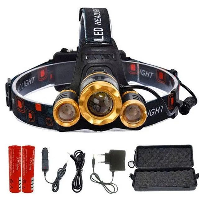 Maimu 13000LM LED T6 Headlamp Head Lamp lighting Light Flashlight Torch Lantern Fishing 18650 battery Car USB AC Charger D17