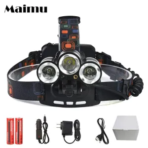 Maimu 9000Lm XML T6 2Q5 LED Headlight Headlamp Head Lamp Light 4-mode torch 2x18650 battery EU/US/UK/AU Car charger fishing D14