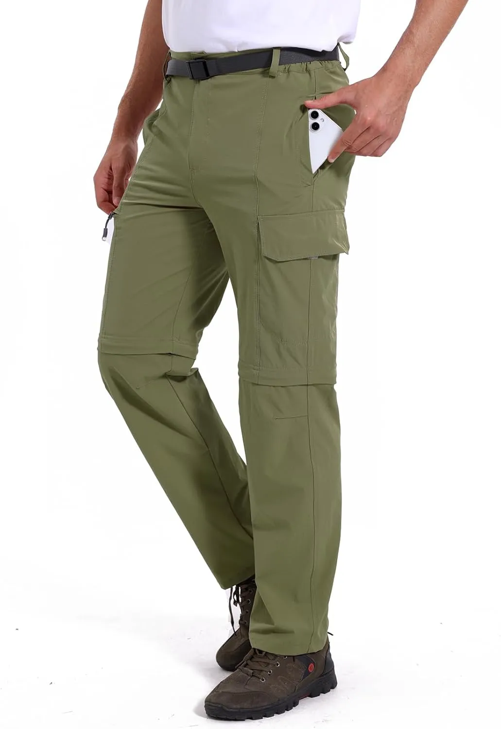 MANSDOUR Men's Hiking Pants Convertible Quick Dry Lightweight Zip-Off Outdoor Travel Camping Fishing Pants