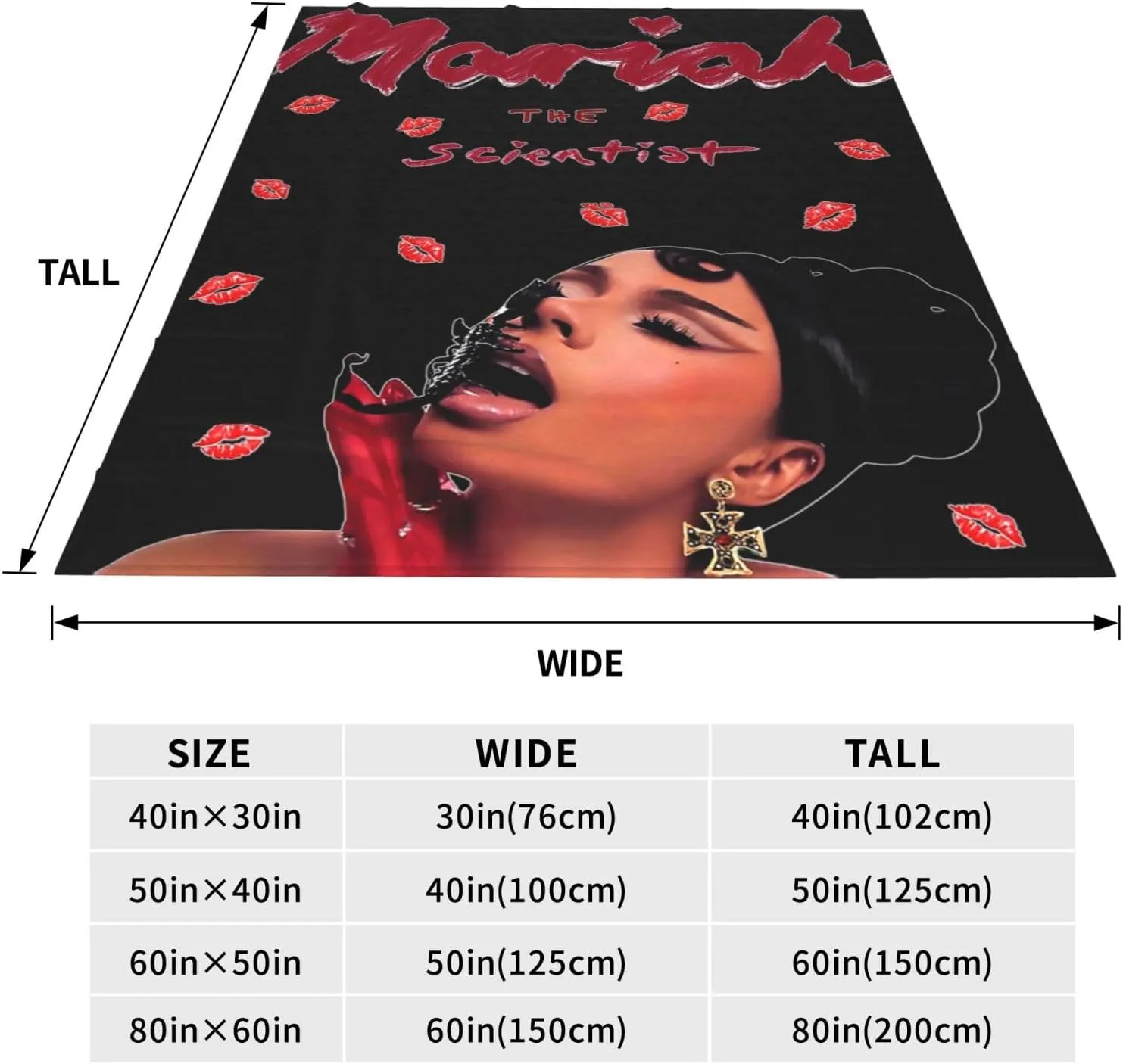 Mariah The Music Scientist Fleece Throw Blanket Flannel Air Conditioning Quilt for Couch Camping Travel 60"x50"