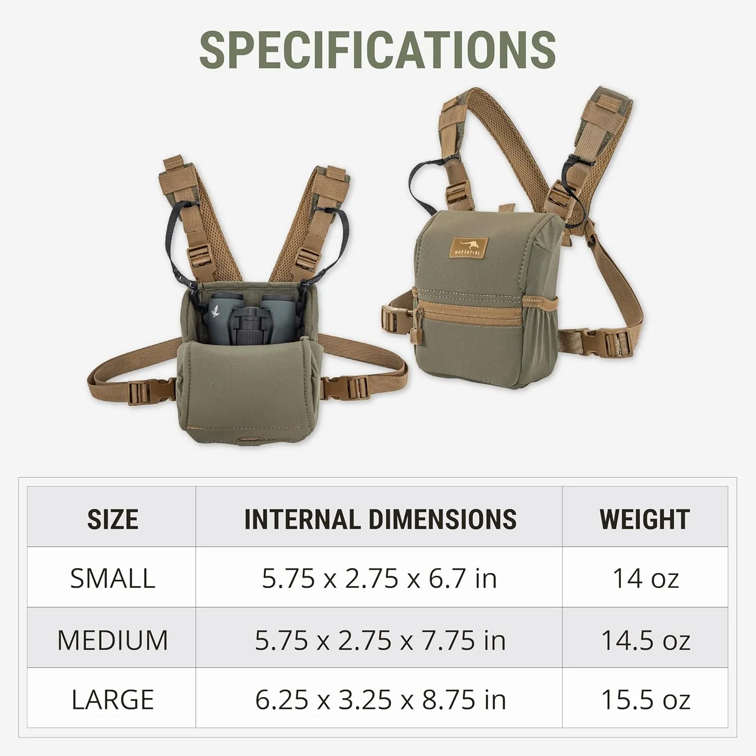 Marsupial Gear Enclosed Binocular Pack, Ranger, Medium