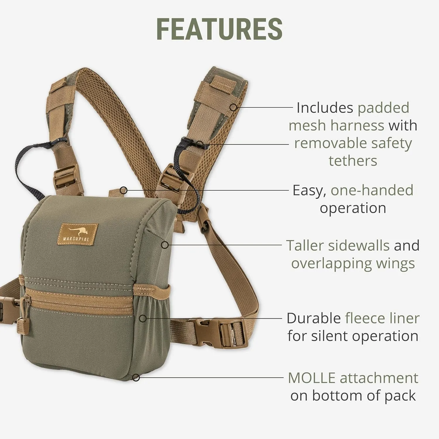 Marsupial Gear Enclosed Binocular Pack, Ranger, Medium