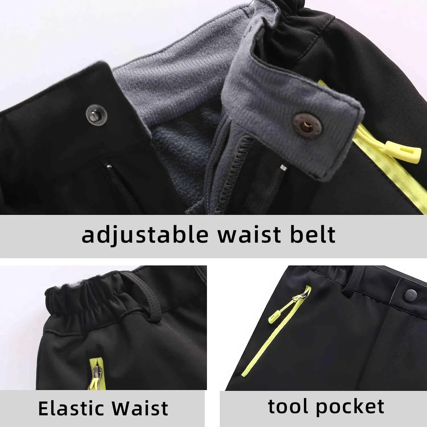 MEILONGER Boys Girls Softshell Hiking Pants Fleece Lined Skiing Snow Pants Kids Outdoor Trousers