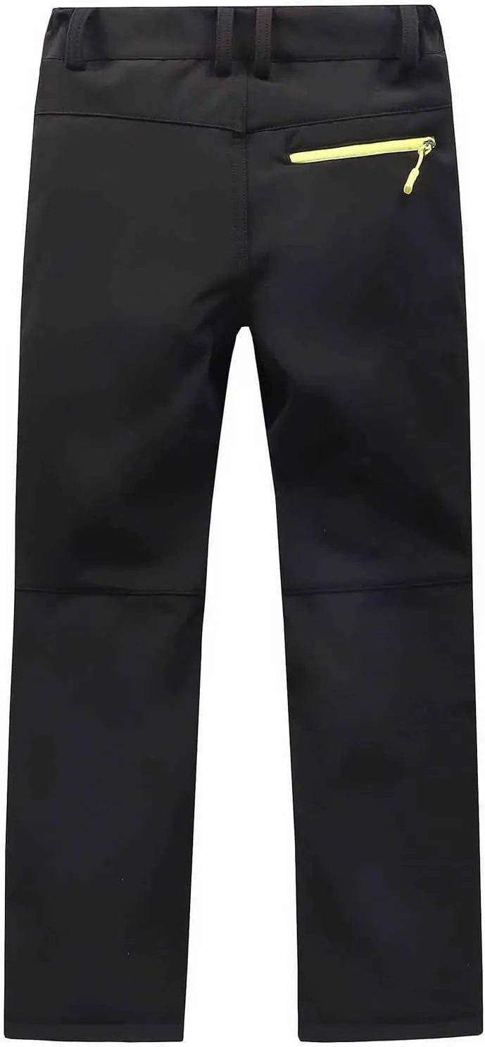 MEILONGER Boys Girls Softshell Hiking Pants Fleece Lined Skiing Snow Pants Kids Outdoor Trousers