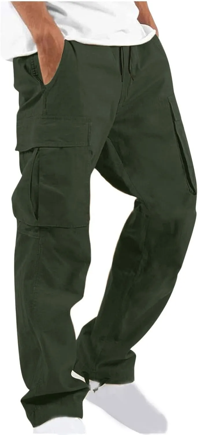 Mens Cargo Pants Fashion Casual Regular Fit Sports Athletic Pants for Men Spring Work Outdoor Stretch Trousers