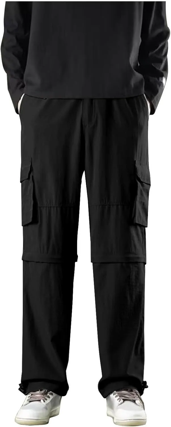 Mens Casual Pants Lightweight Patchwork Hiking Straight Leg Pants for Men Spring Relaxed Fit Outdoor Work Pants