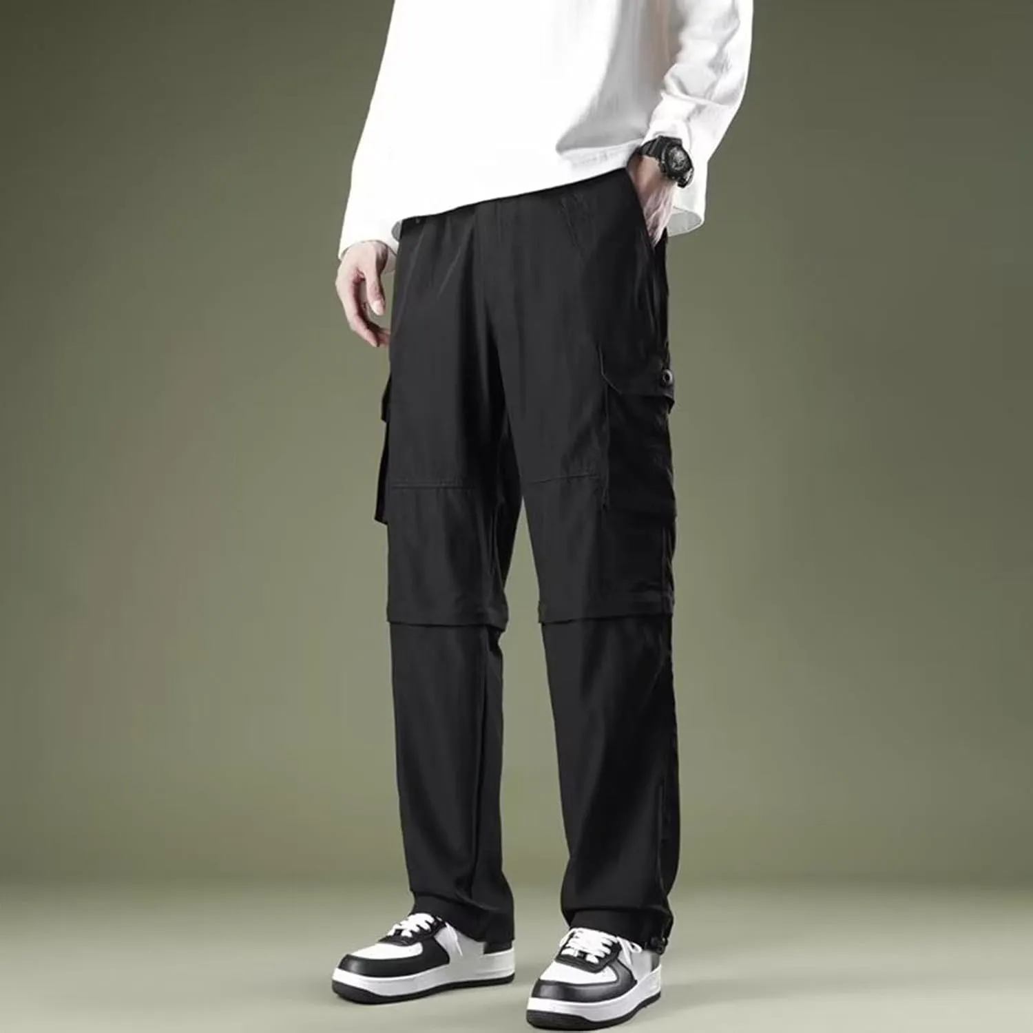 Mens Casual Pants Lightweight Patchwork Hiking Straight Leg Pants for Men Spring Relaxed Fit Outdoor Work Pants