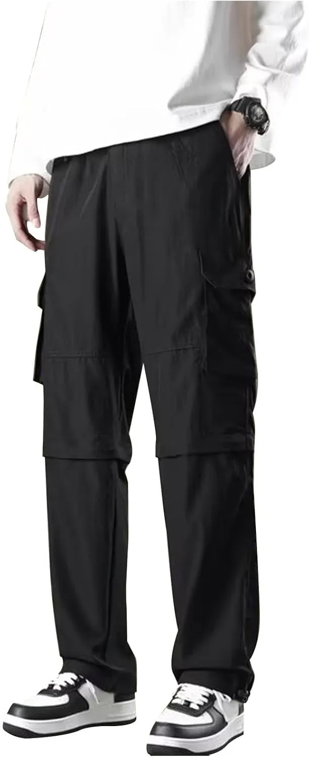 Mens Casual Pants Lightweight Patchwork Hiking Straight Leg Pants for Men Spring Relaxed Fit Outdoor Work Pants