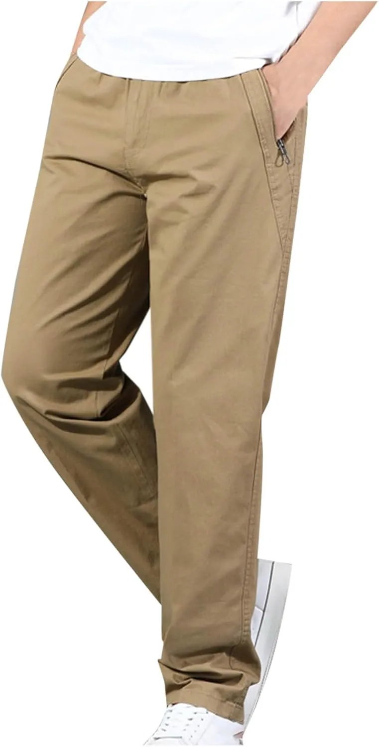Mens Casual Pants Stretch Elastic Waist Relaxed Fit Pants for Men Work Outdoor Travel Athletic Cargo Pants
