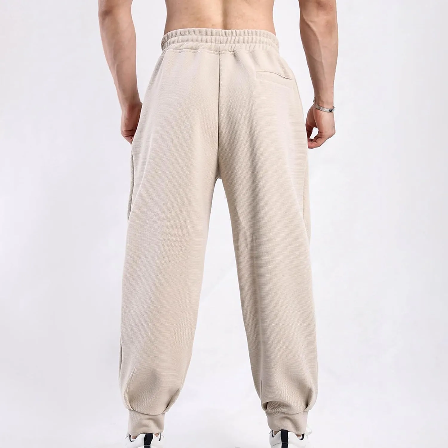 Mens Joggers Casual Loose Fit Drawstring Elastic Waist Sports Pants Athletic Gym Running Pants with Pocket Trendy