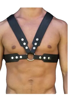 Men’s Leather Chest Harness – Adjustable Straps & Stainless Hardware
