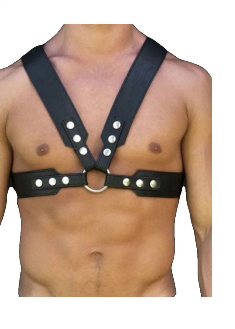 Men’s Leather Chest Harness – Adjustable Straps & Stainless Hardware