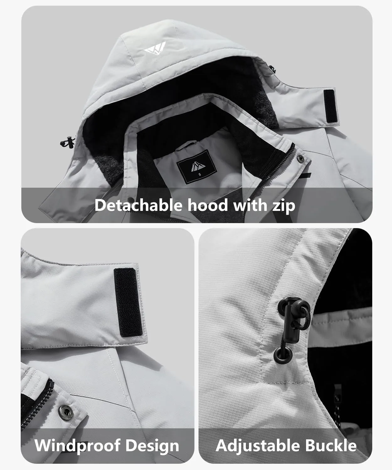 Men's Mountain Ski Jacket Waterproof Winter Coat Warm Snowboarding Jacket Snow Windbreaker Hooded for Hiking