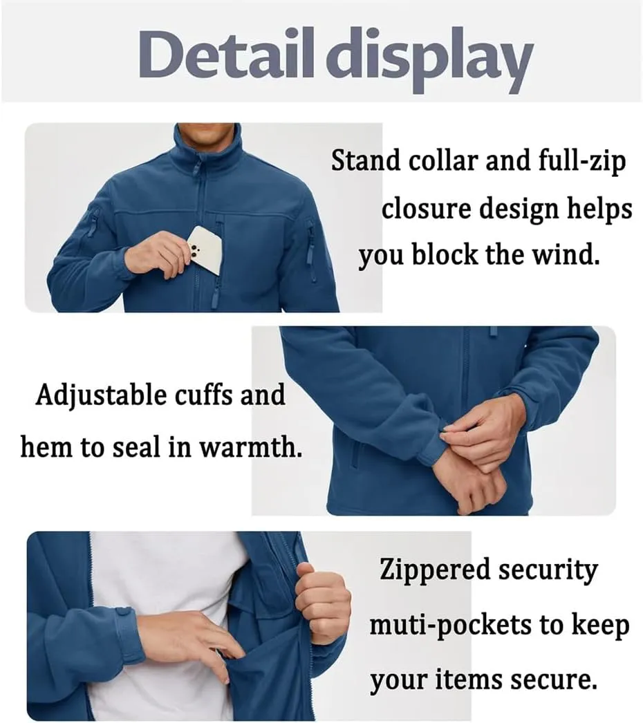 Men's Outdoor Thermal Warm Hiking Camping Jacket Coat Fishing Hunting Traveling Windbreaker Fleece Jacket