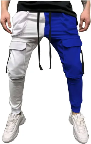 Mens Pants Drawstring Color Block Fashion Sports Joggers for Men Athletic Trendy 2025 Taperd Pants with Pocket
