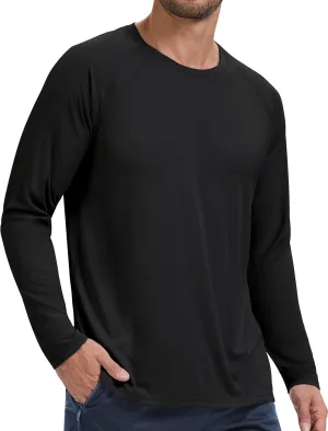 Men's UPF 50  Rash Guard Long Sleeve Shirts Sun Protection SPF UV Lightweight Swim T-Shirts