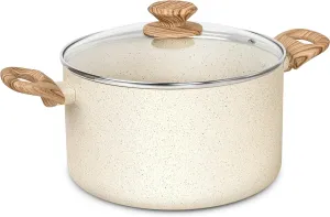 MICHELANGELO Nonstick Stock Pot - 6 Quart Cooking Pot White Granite, Soup Pot with Lid, Non Stick Stockpot with Stay-cool Handle, Non-Toxic, Induction Compatible