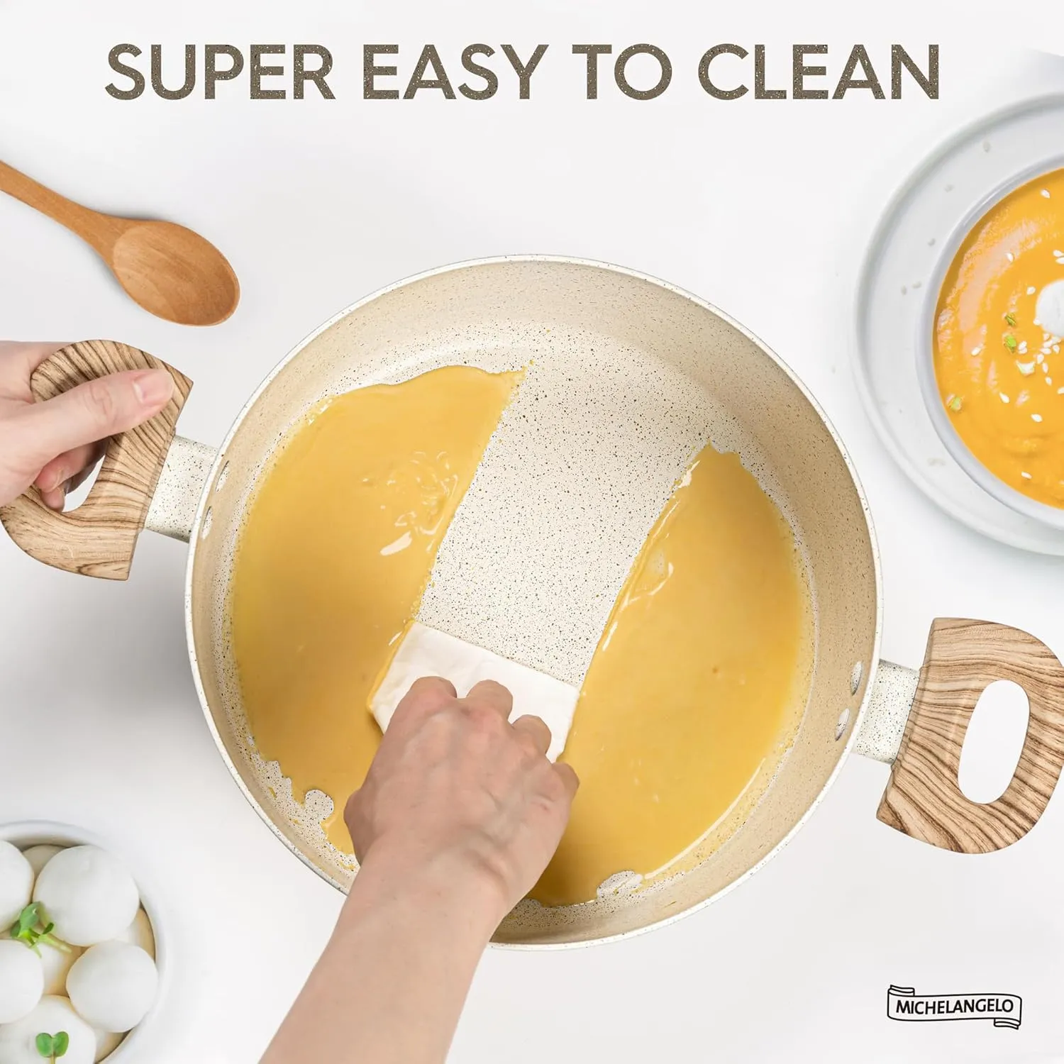 MICHELANGELO Nonstick Stock Pot - 6 Quart Cooking Pot White Granite, Soup Pot with Lid, Non Stick Stockpot with Stay-cool Handle, Non-Toxic, Induction Compatible