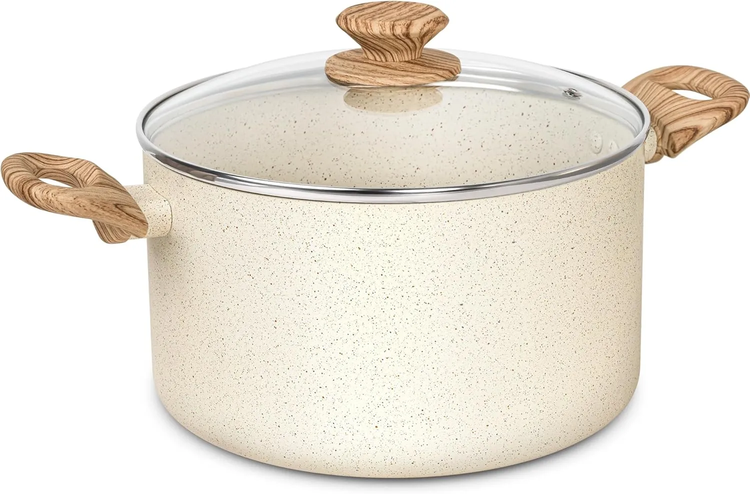 MICHELANGELO Nonstick Stock Pot - 6 Quart Cooking Pot White Granite, Soup Pot with Lid, Non Stick Stockpot with Stay-cool Handle, Non-Toxic, Induction Compatible